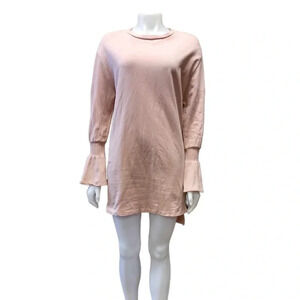 Zara Dusty  Rose Tunic Mini Bell Sleeve Dress Size Small